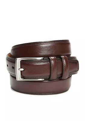 1.25-in. Milled Leather Feather Edge Belt with Stitching