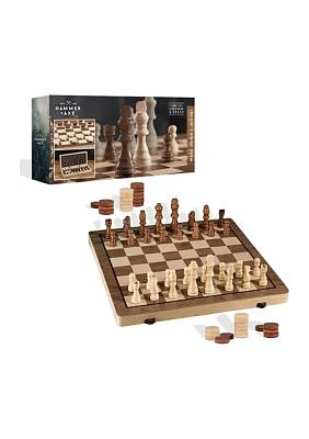 2-in-1 Checkers and Chess Board Game Set