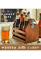 Wood Bottle Caddy with Opener