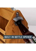 Wood Bottle Caddy with Opener