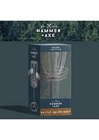 Hammer + Axe Mini Disk Golf Bottle Cap Game, Portable Outdoor Activity – Silver Chain Basket, Includes 6 Caps, Perfect for Parties, BBQs, Camping & More