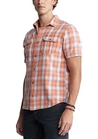 Men's Sazid Short Sleeve Plaid Shirt Tangerine