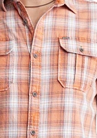 Men's Sazid Short Sleeve Plaid Shirt Tangerine