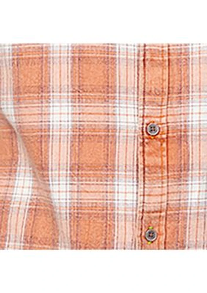 Men's Sazid Short Sleeve Plaid Shirt Tangerine