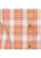 Men's Sazid Short Sleeve Plaid Shirt Tangerine