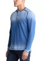 Men's Long-sleeve Polo Top with Pocket, Indigo