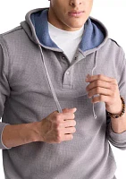 Men's Gray Hooded Long Sleeve Knitted Shirt