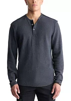 Men's Kipato Navy Henley Knit Shirt