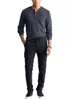 Men's Kipato Navy Henley Knit Shirt