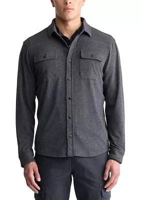 Men's Sigge Light Blue Woven Long-Sleeve Knitted Shirt