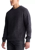 Wonder Men’s Long Sleeve Speckled Knit Sweater, Brown