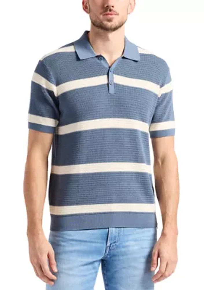 Men's Short Sleeve Striped Polo Shirt