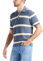 Men's Short Sleeve Striped Polo Shirt