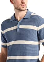 Men's Short Sleeve Striped Polo Shirt