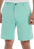 9-in Flat Front Twill Shorts