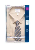 Big & Tall Allover Stretch Dress Shirt and Tie