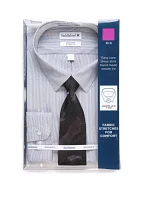 Big & Tall Allover Stretch Dress Shirt and Tie