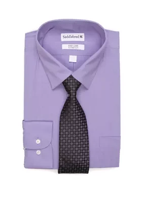 2 Piece Stretch Point Collar Dress Shirt and Tie Set