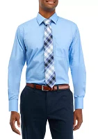 Stretch Solid 2 Piece Button Down Shirt and Tie Set