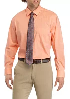 Stretch Solid Dress Shirt and Tie Set