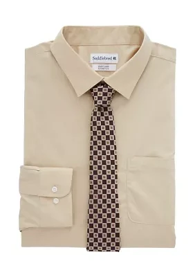 Big & Tall Dress Shirt and Printed Tie Set