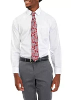 Stretch Solid Dress Shirt and Tie Set