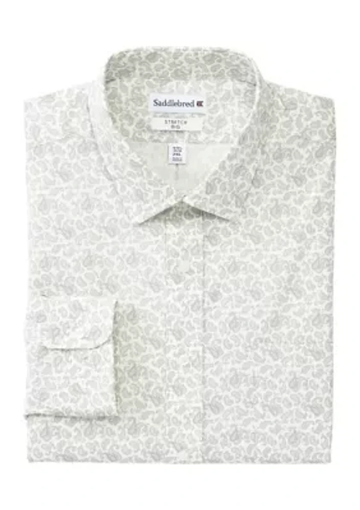 Men's Big Print Stretch Collar Shirt