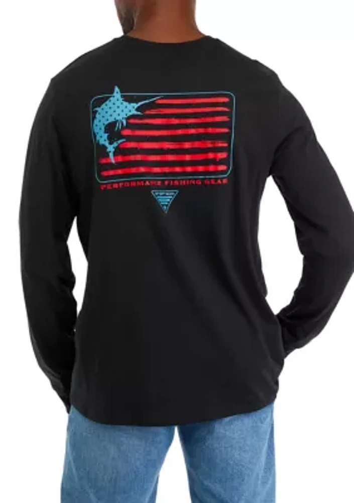 Long Sleeve Marlin Flag Graphic T-Shirt