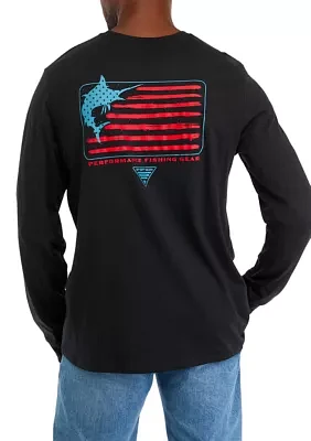 Long Sleeve Marlin Flag Graphic T-Shirt