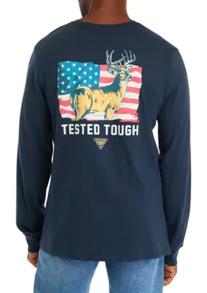 Long Sleeve Americana Deer Graphic T-Shirt