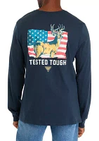 Long Sleeve Americana Deer Graphic T-Shirt