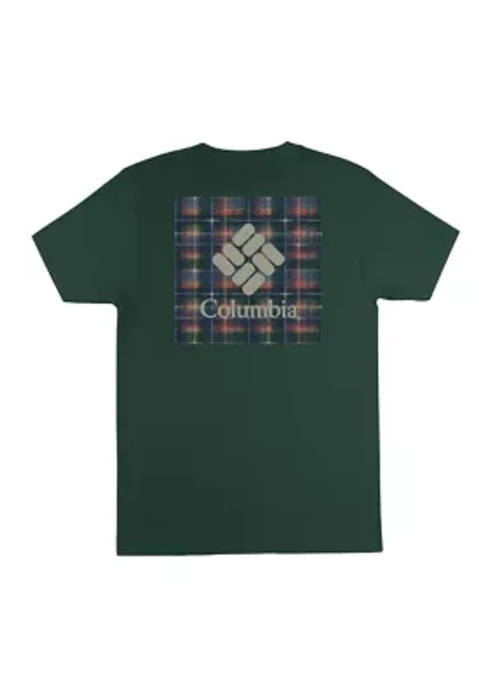 Short Sleeve Plaid Logo Graphic T-Shirt