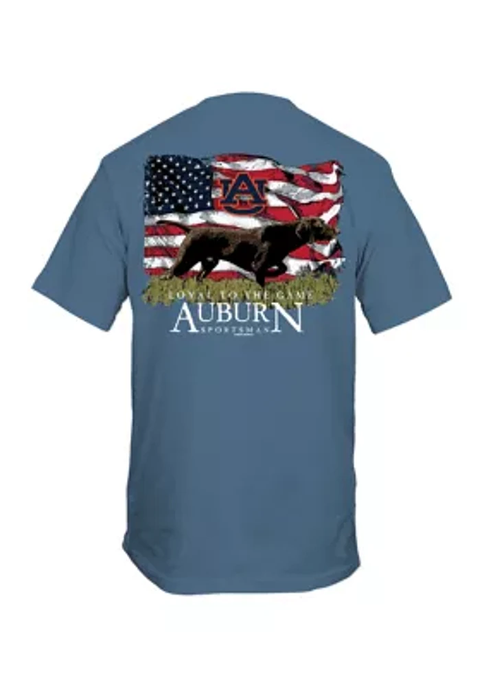 NCAA Auburn Tigers Faded Flag Dog Graphic T-Shirt