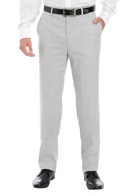 Men's Gray Tonal Plaid Stretch Pants