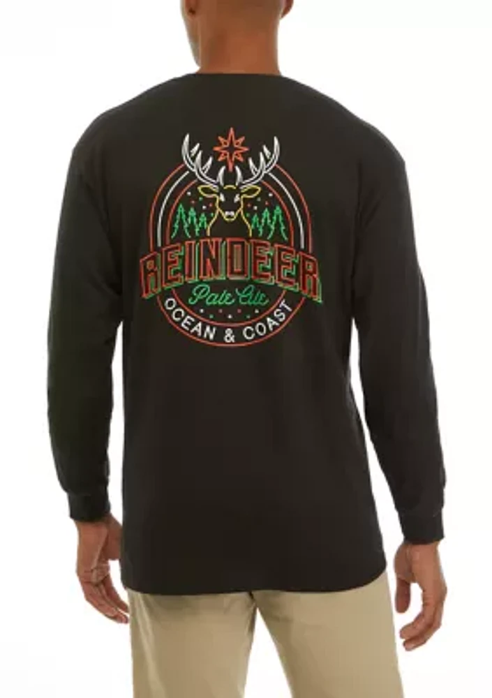 Long Sleeve Holiday Reindeer Pale Ale Graphic T-Shirt