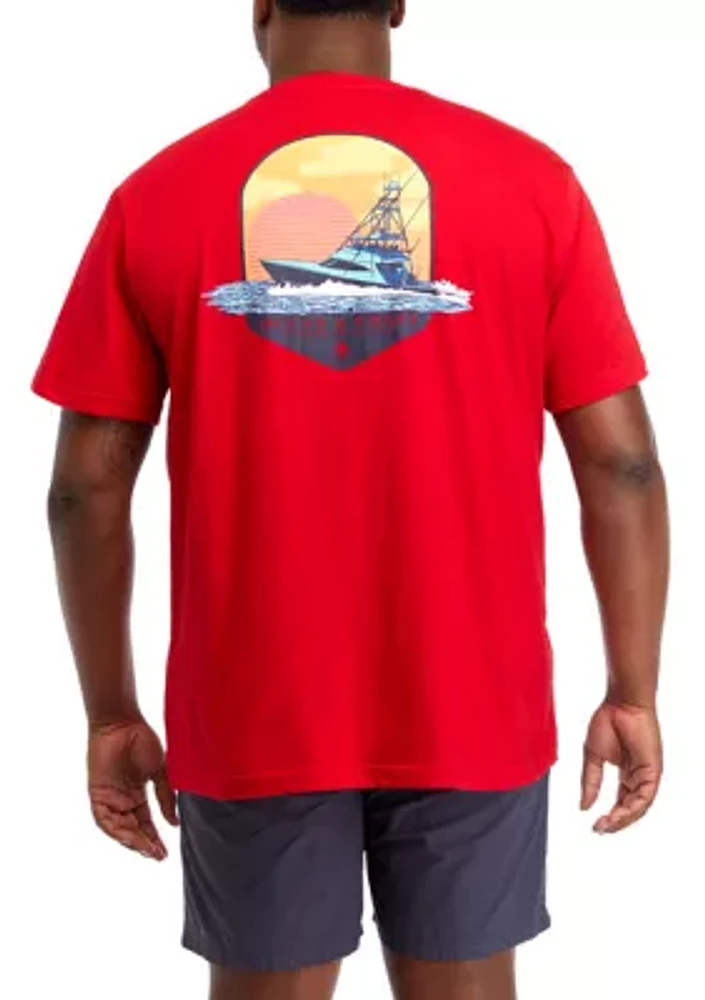 Big & Tall Short Sleeve Wake N Break Offshore Boat Graphic T-Shirt