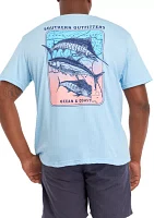 Big & Tall Short Sleeve Three Man Triple Fish Graphic T-Shirt