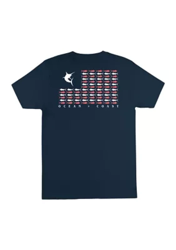 Short Sleeve Marlin Flag Graphic T-Shirt