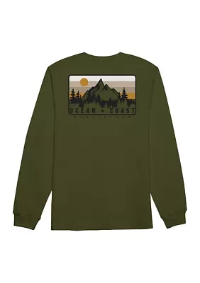 Long Sleeve Mountains Graphic T-Shirt