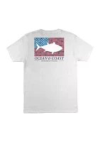 Short Sleeve Americana Fish Flag Graphic T-Shirt