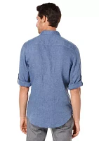 Long Sleeve Solid Linen Shirt