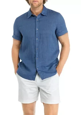 Short Sleeve Solid Linen Shirt