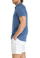 Short Sleeve Solid Linen Shirt