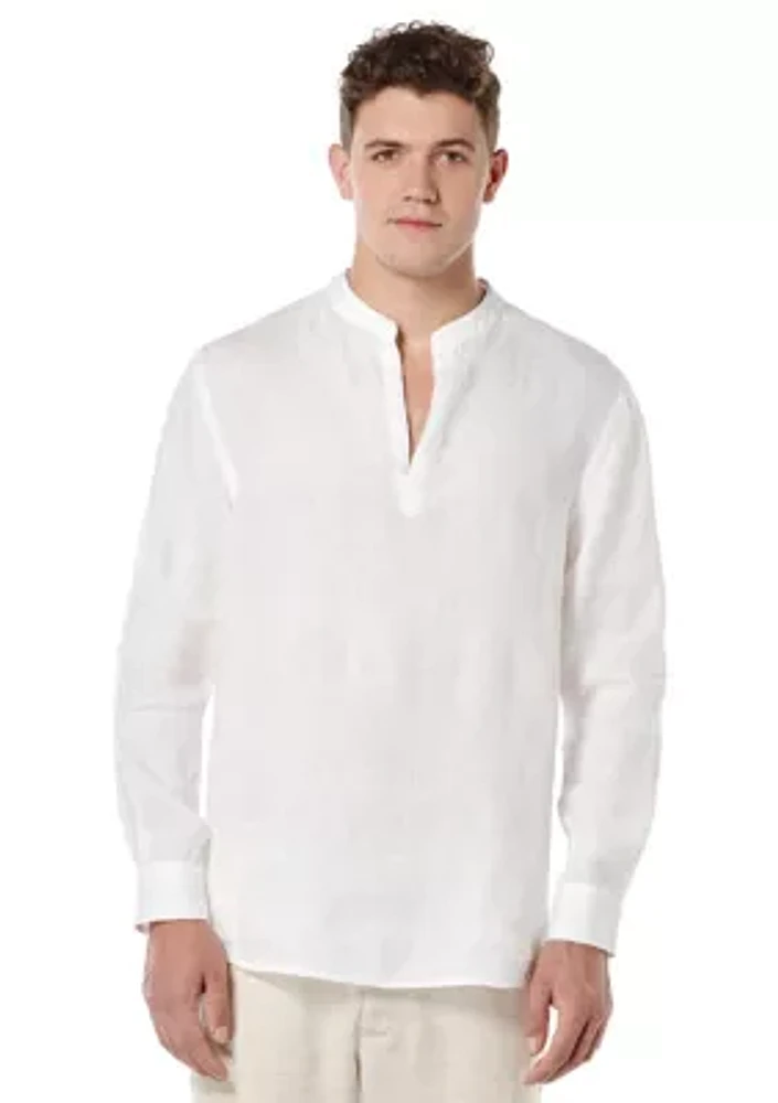 Long Sleeve Solid Linen Popover Shirt