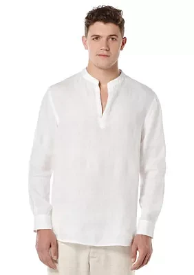 Long Sleeve Solid Linen Popover Shirt