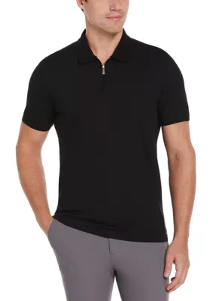 Men's Vertical Ribbed Knit Polo Shirt