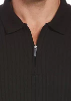 Men's Vertical Ribbed Knit Polo Shirt