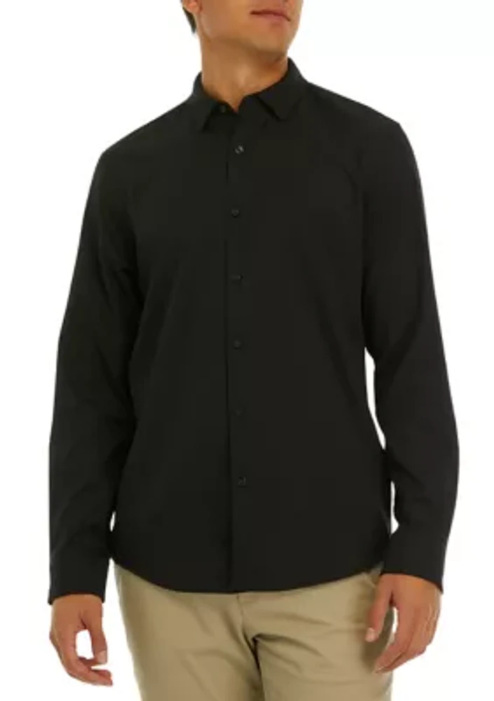 Men's Solid Long Sleeve Button Down Shirt