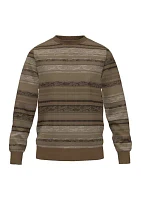 Men's Varigated Stripe Long Sleeve Crew Neck Sweater