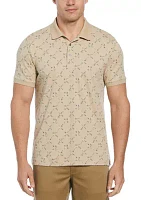 Men's Floral Diamond Printed Polo Shirt